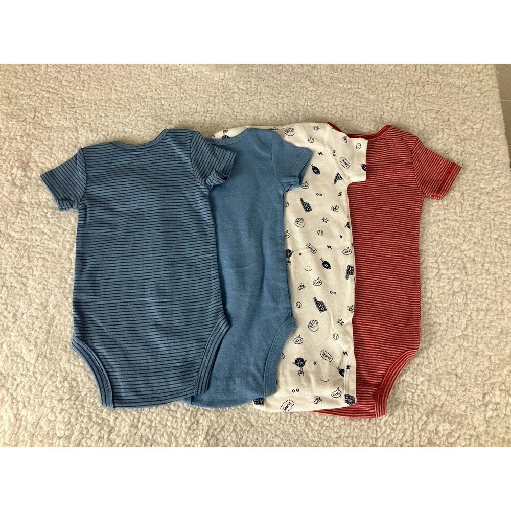 Carter’s Baby Boy Bodysuits 12M Lot of 4 – Cute Sayings & Stripes